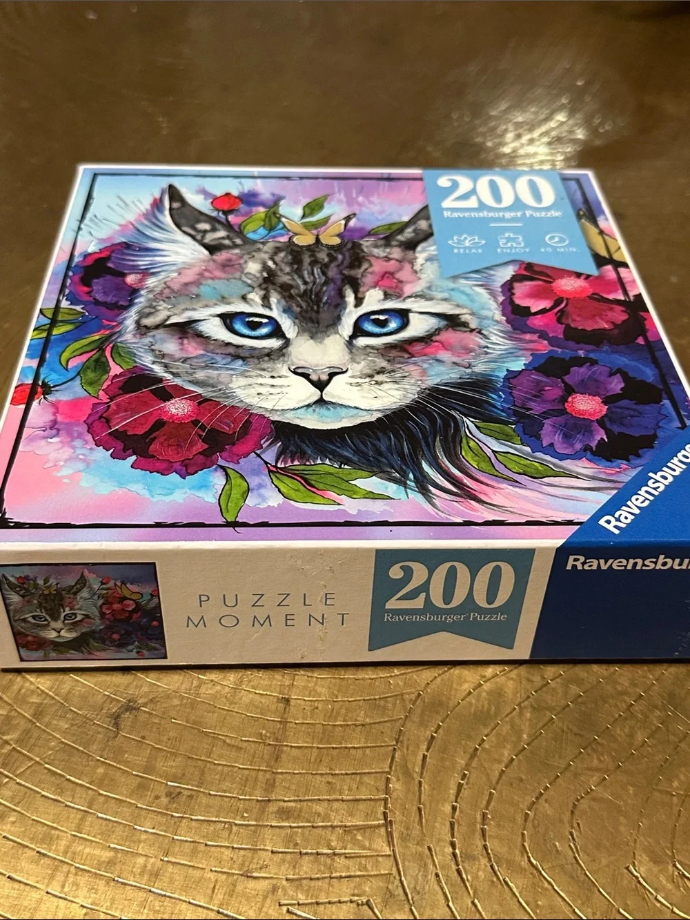 Ravensburger Puzzle Moments Cateye Colorful Cat Floral Puzzle ~ 200 pcs